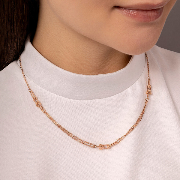 Золотое массивное колье с фианитом (арт. 353030) – изображение 3