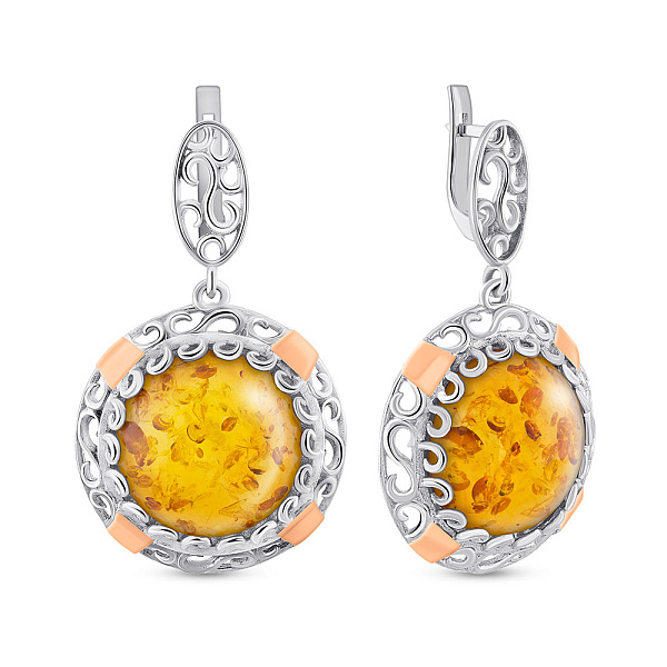 Серебряные серьги с янтарем (арт. 7202/0021Ясю) – изображение 1