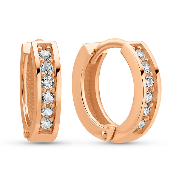 Серьги из красного золота с фианитами (арт. 1091011/10) – изображение 1