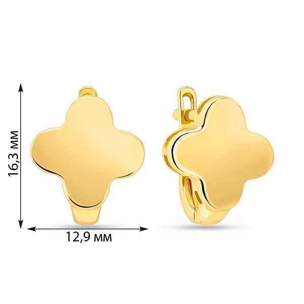 Золотые серьги Клевер (арт. 108429/15ж) – изображение 4