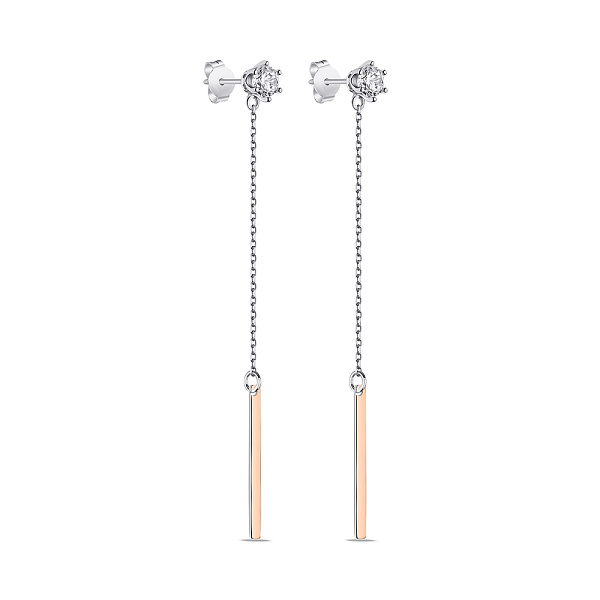 Серьги-пусеты из серебра с подвеской (арт. 7218/0560,10) – изображение 1