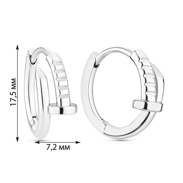 Серебряные серьги-конго Гвоздь (арт. 7502/4529/20) – изображение 2