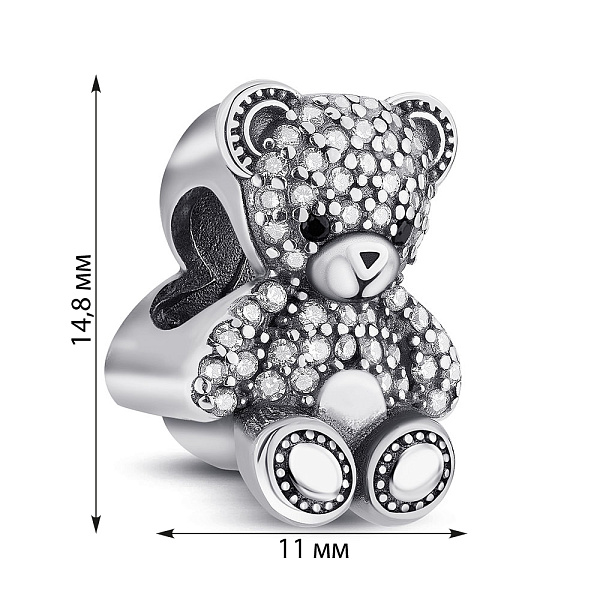 Серебряный шарм Мишка (арт. 7903/4355ч) – изображение 2