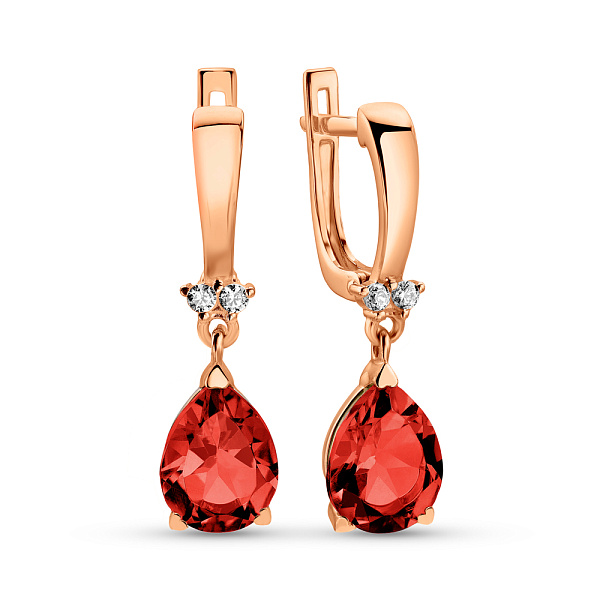 Сережки из золота с гранатом и фианитами (арт. 111154Пк) – изображение 1
