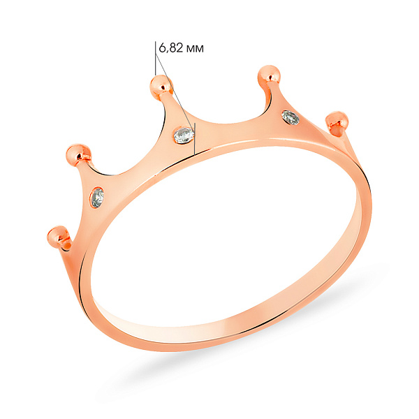 Золотое кольцо Корона с фианитами (арт. 140708) – изображение 3