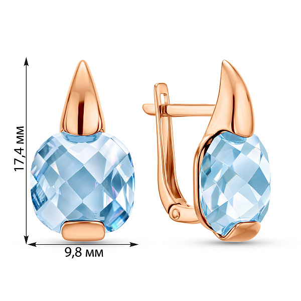 Серьги из красного золота с голубым топазом (арт. 110258Пг) – изображение 2