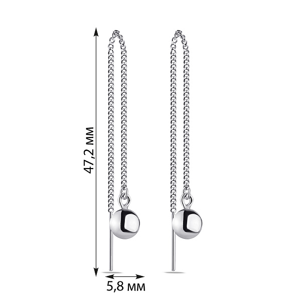 Серебряные серьги-протяжки Trendy Style с шариками (арт. 7502/4359) – изображение 2