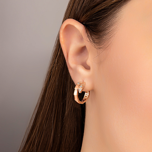 Серьги из красного золота с фианитами (арт. 1091718/20) – изображение 2