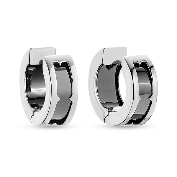 Серьги-кольца из белого золота с ониксом (арт. 104180/15бо) – изображение 1