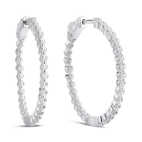 Серебряные серьги-конго с дорожкой из фианитов (арт. 7502/4812/30) – изображение 1