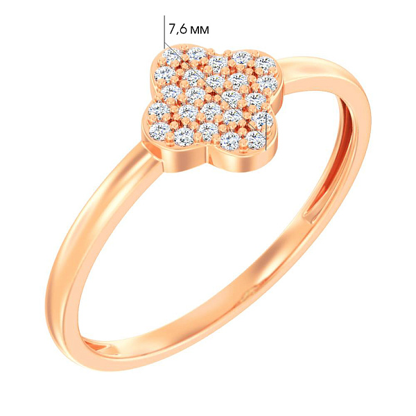 Кольцо из красного золота с бриллиантами (арт. К011509010) – изображение 5