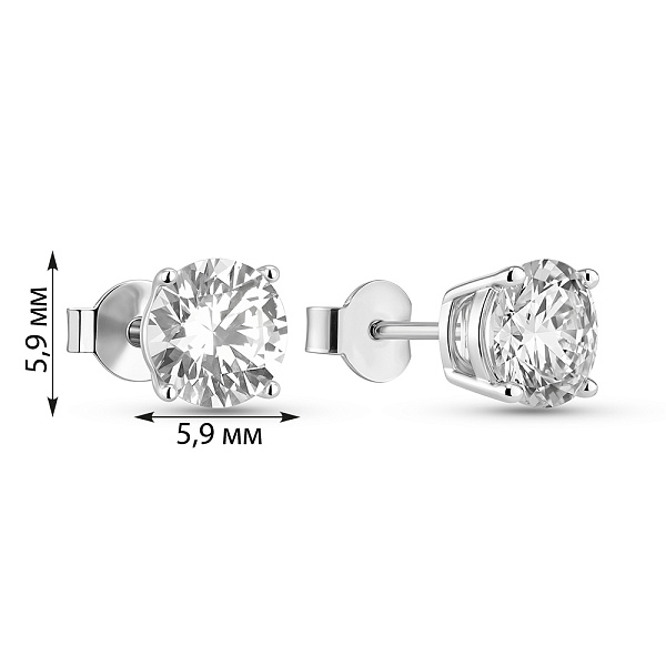 Серебряные серьги пусеты с фианитами (арт. 7518/247/4) – изображение 2