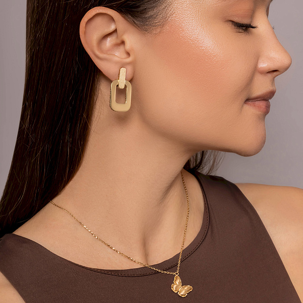 Золотые серьги без камней (арт. 1091822жм) – изображение 4