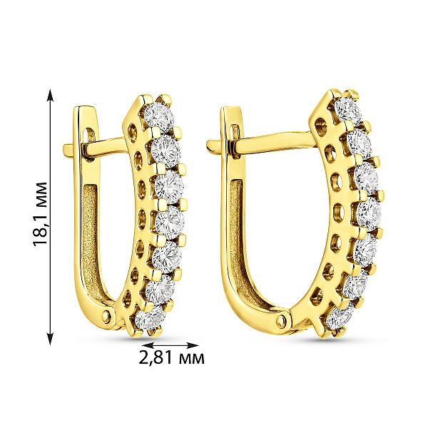 Серьги из желтого золота с дорожкой из фианитов (арт. 111013ж) – изображение 4
