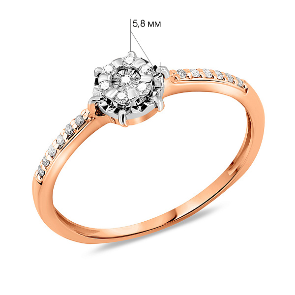 Золотое кольцо с бриллиантами (арт. К011728010) – изображение 4
