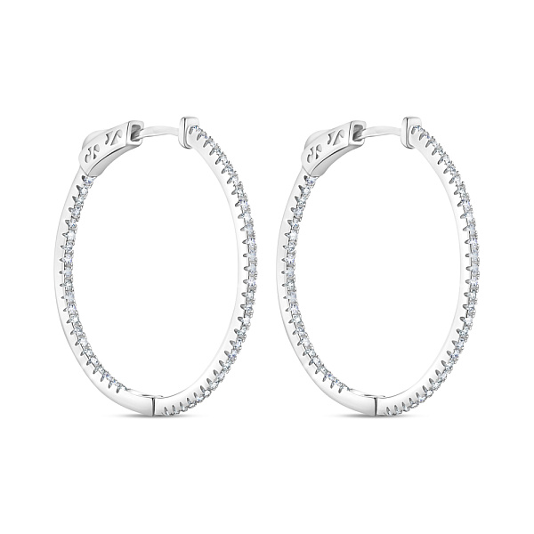 Серебряные серьги-кольца с фианитами (арт. 7502/2809/30) – изображение 1