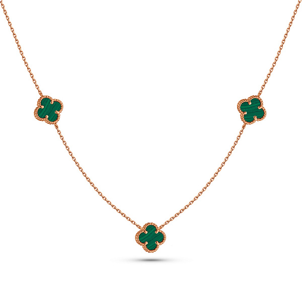 Золотое колье Клевер с малахитом (арт. 361494/7млх) – изображение 1