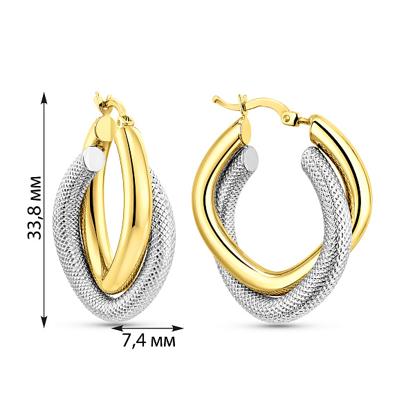 Сережки из желтого и белого золота (арт. 104164/30жб) – изображение 2