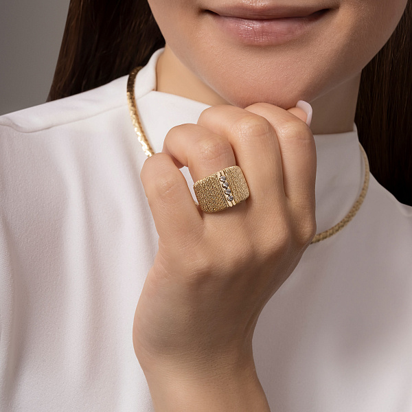 Золота каблучка Francelli з родіюванням (арт. 156860жра) – зображення 2
