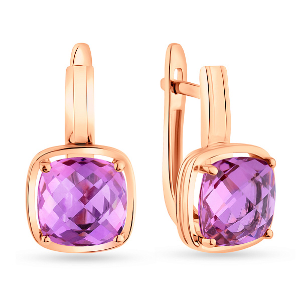 Серьги из красного золота с кварцем (арт. 111156ПфГ) – изображение 1