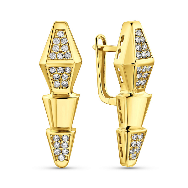Серьги из желтого золота с фианитами (арт. 1091460ж) – изображение 1