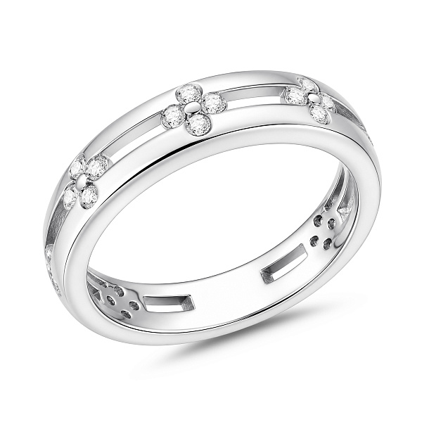 Серебряное кольцо с цветы с фианитами (арт. 7501/8642) – изображение 1
