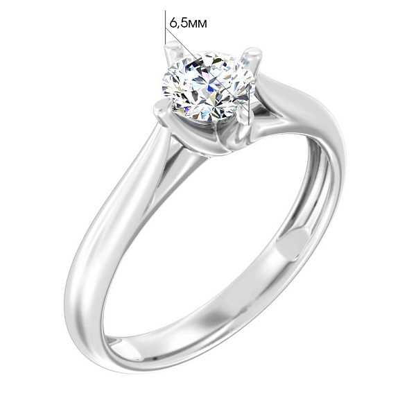 Кольцо из белого золота с одним бриллиантом (арт. К011331030б) – изображение 4