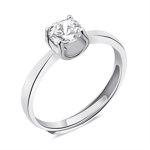 Серебряное безразмерное кольцо с фианитом (арт. 7501/6245) – изображение 1
