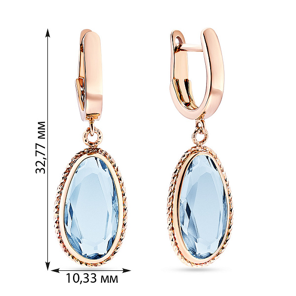 Золотые серьги-подвески с кварцем (арт. 107601Пкг) – изображение 4