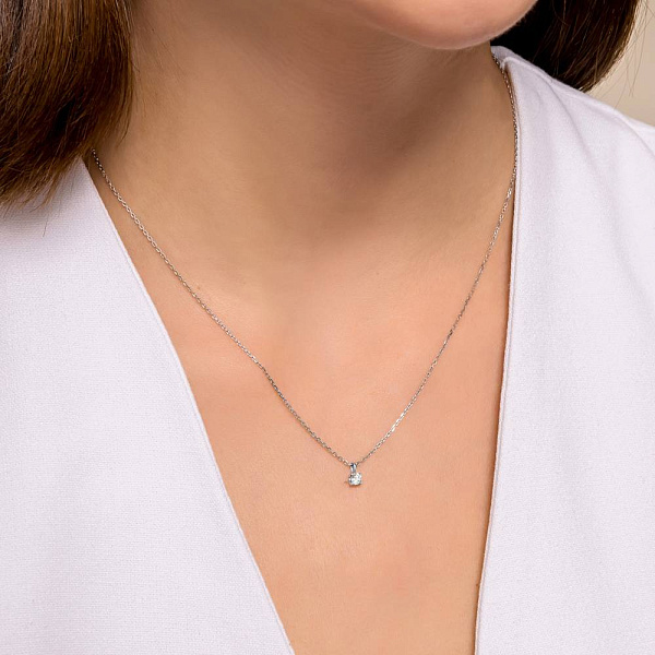 Колье из белого золота с одним бриллиантом (арт. 7108067202) – изображение 3