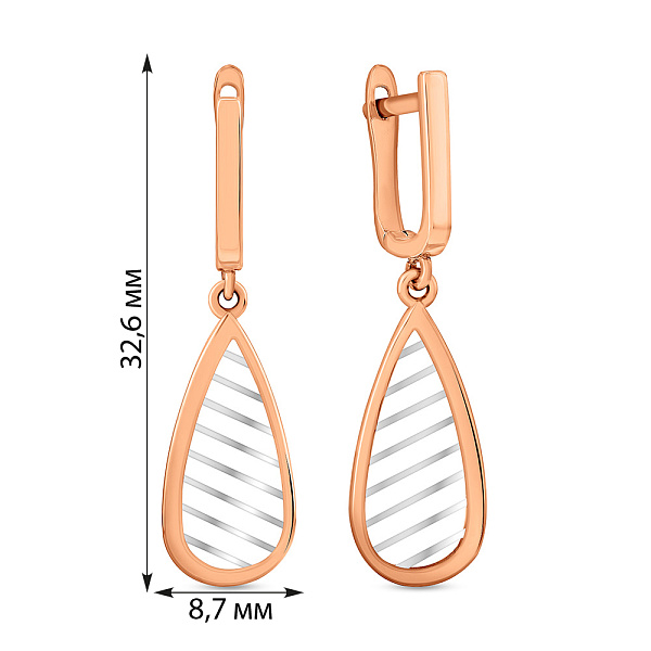 Золотые серьги Капля без камней (арт. 104085р) – изображение 2