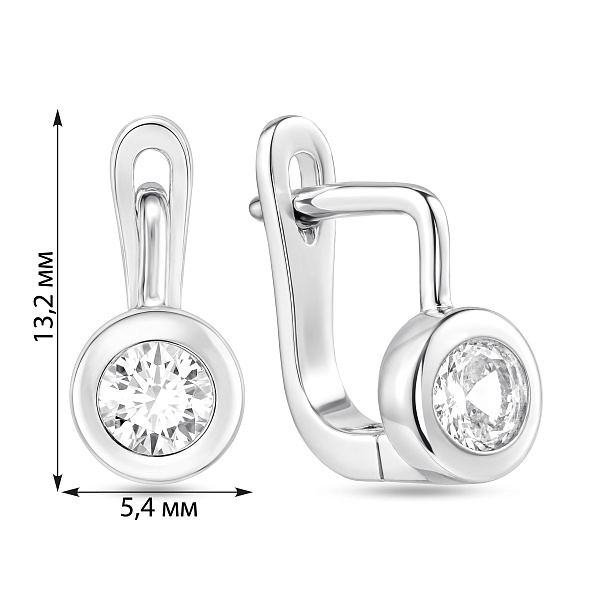 Серебряные серьги с фианитом (арт. 7502/10351) – изображение 2