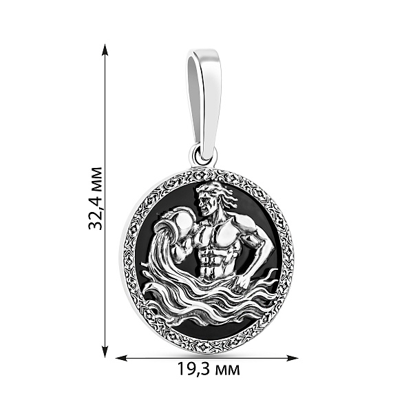 Серебряный кулон Водолей с ониксом (арт. 7903/2490овд) – изображение 2