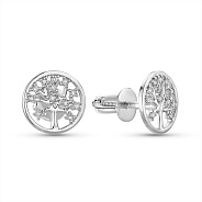 Пусеты золотые Дерево жизни  с бриллиантами (арт. Т011372010б)