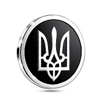 Значок з білого золота Герб України-Тризуб (арт. 361203беч)