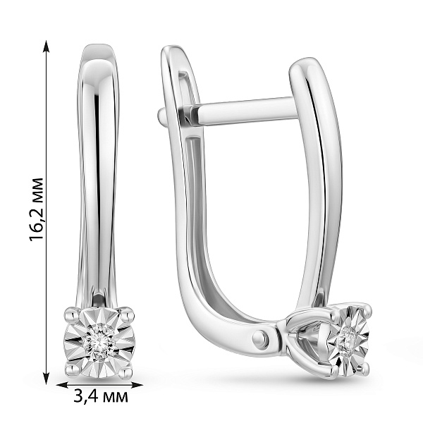 Серьги из белого золота с бриллиантом (арт. С011743б) – изображение 4