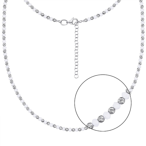 Серебряное колье с белым ониксом (арт. 7507/928об) – изображение 1