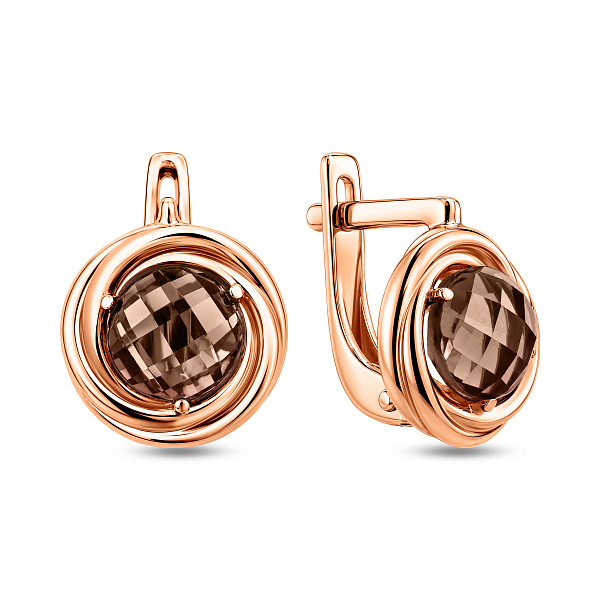 Серьги из красного золота с кварцем (арт. 110377Пкр) – изображение 1