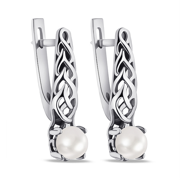 Серьги из серебра с жемчугом (арт. 7902/0847.10жб) – изображение 1