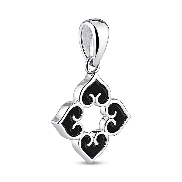 Серебряный кулон Цветок с ониксом (арт. 7503/4451о) – изображение 1
