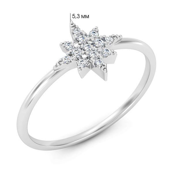 Золотое кольцо Звезда с бриллиантами (арт. К011529005б) – изображение 3