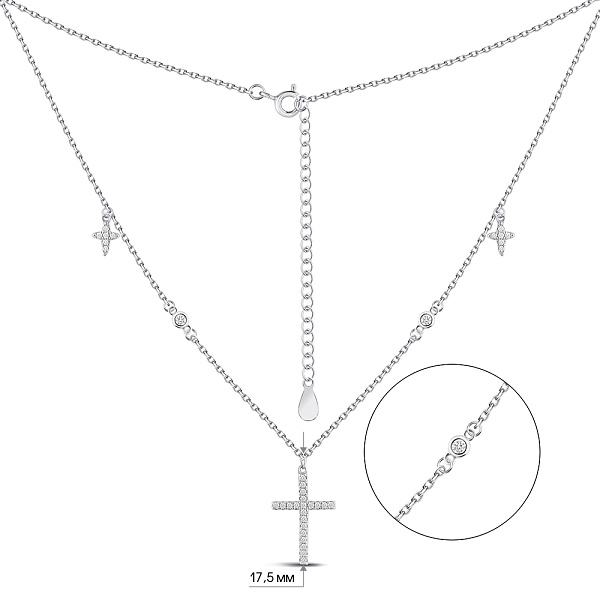 Серебряное колье Крестики с фианитами (арт. 7507/2342) – изображение 3