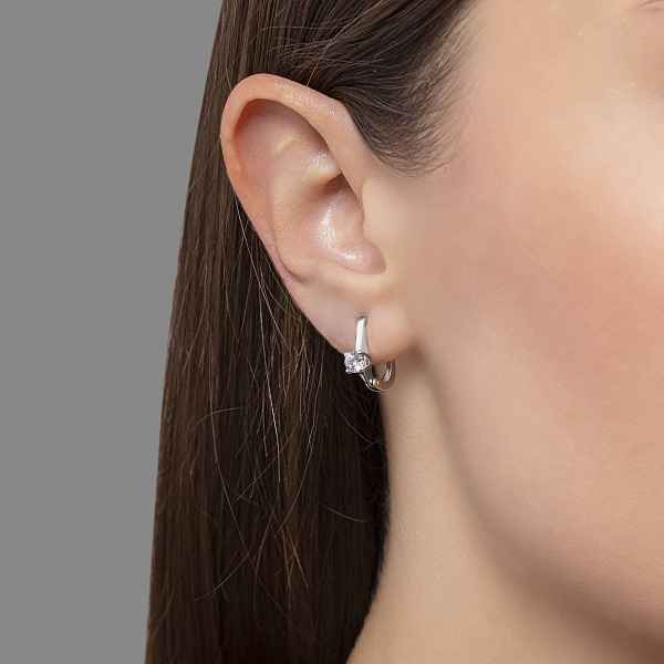 Серьги из белого золота с фианитом (арт. 115800б) – изображение 2