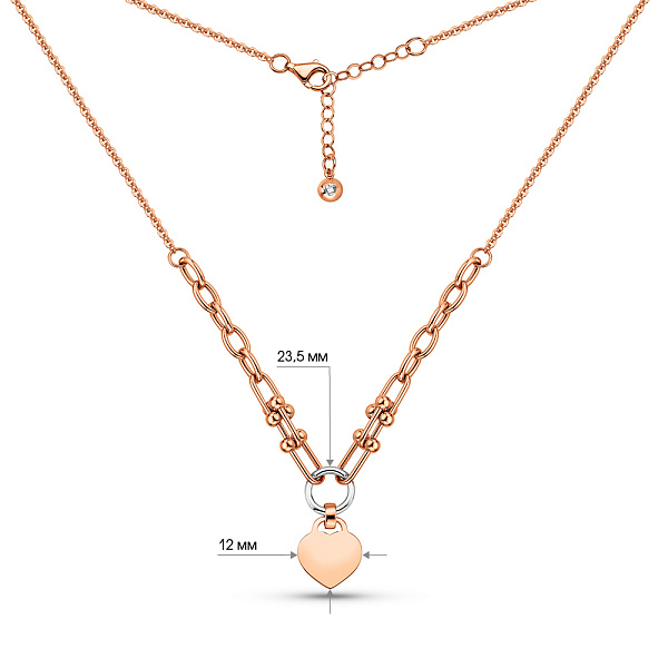 Золотое колье Сердце с фианитом (арт. 352436кб) – изображение 4