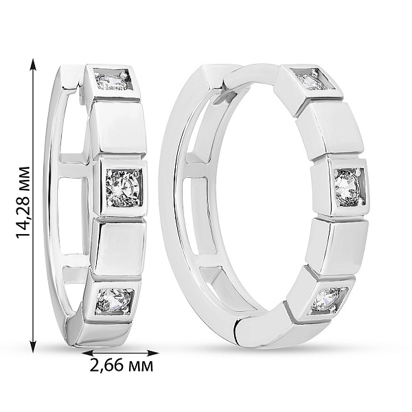 Серьги из белого золота с фианитами (арт. 107825/15б) – изображение 3