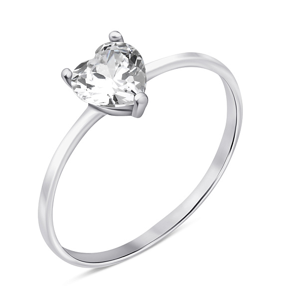 Серебряное кольцо Сердце с фианитом (арт. 7501/618кп) – изображение 1