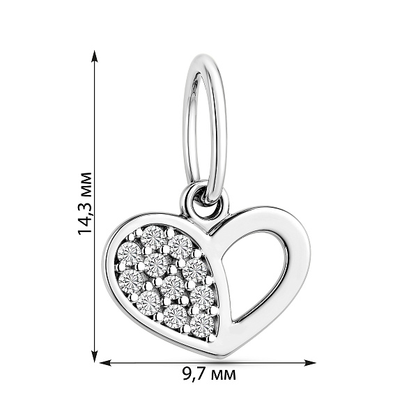 Золотая подвеска Сердечко с фианитами (арт. 423157б) – изображение 2