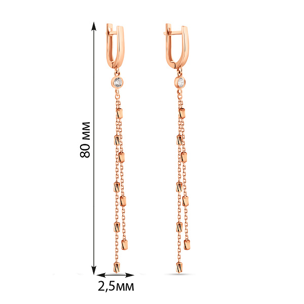 Длинные серьги-подвески из красного золота (арт. 109562) – изображение 3