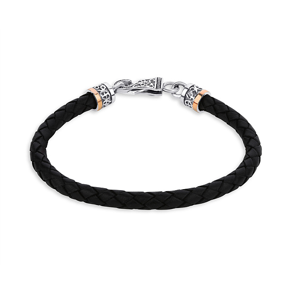 Браслет из кожи с серебряной застежкой (арт. 7209/1168Б) – изображение 1