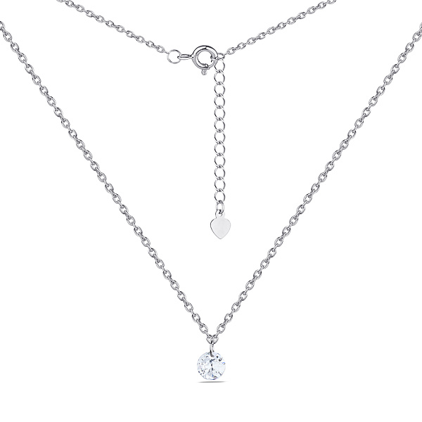 Колье серебряное с одним фианитом (арт. 7507/1286) – изображение 2